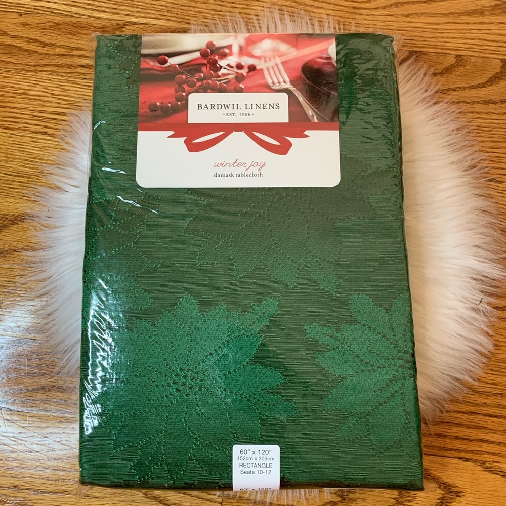 Bardwil tablecloth Winter Joy HOLIDAY DAMASK Green